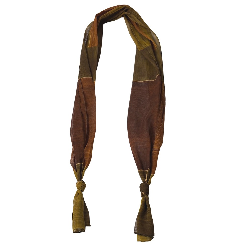 Sheer‎ Scarf Brown Green Lightweight Neck Wrap Shawl Forest Fairy Natural Colors